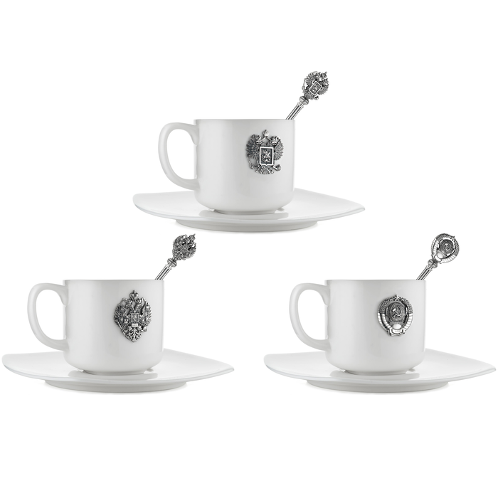 Coffee set made of porcelain and silver "Epoch" for 3 persons